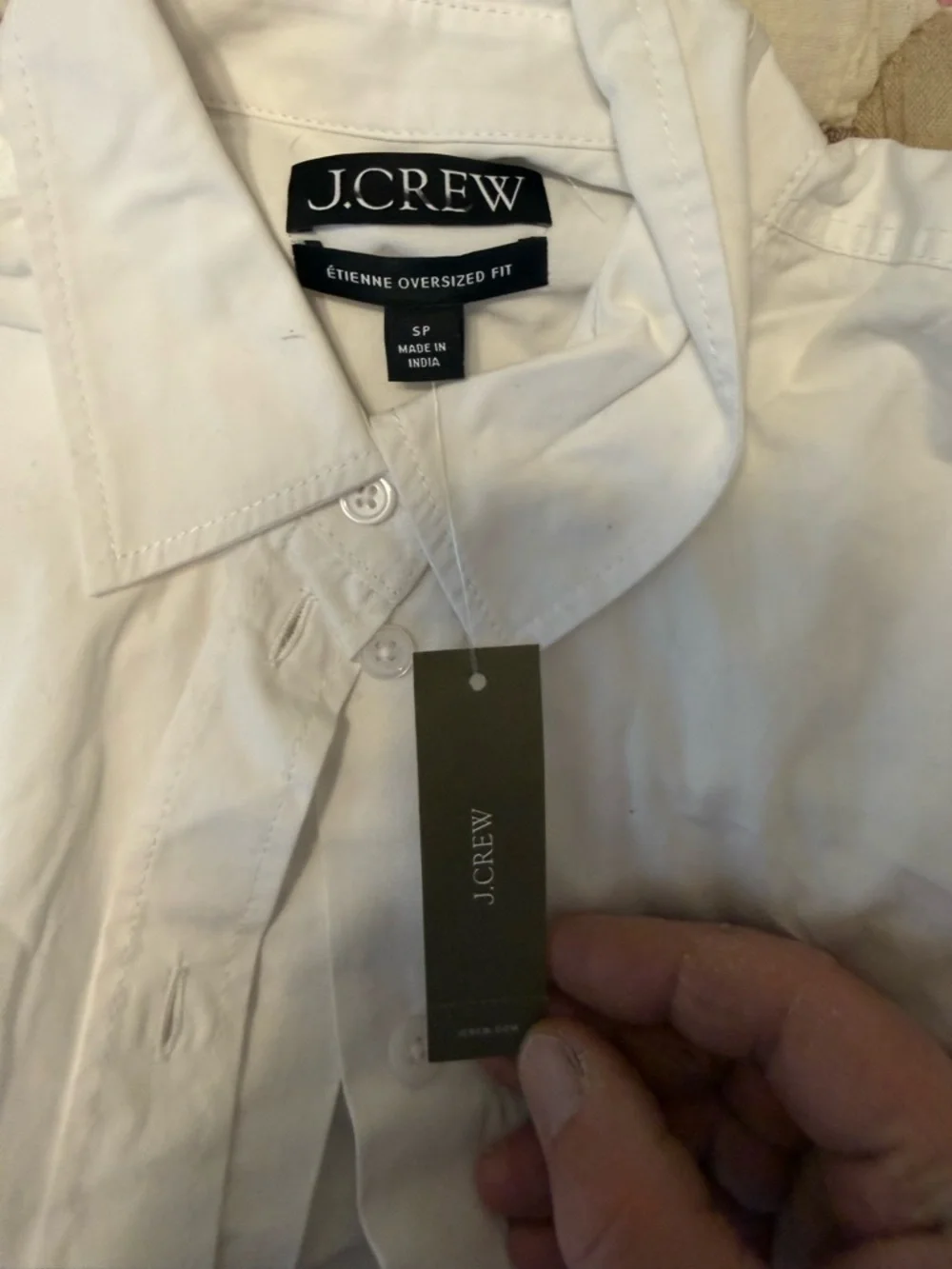 J. Crew White Button-Up Cotton Shirt